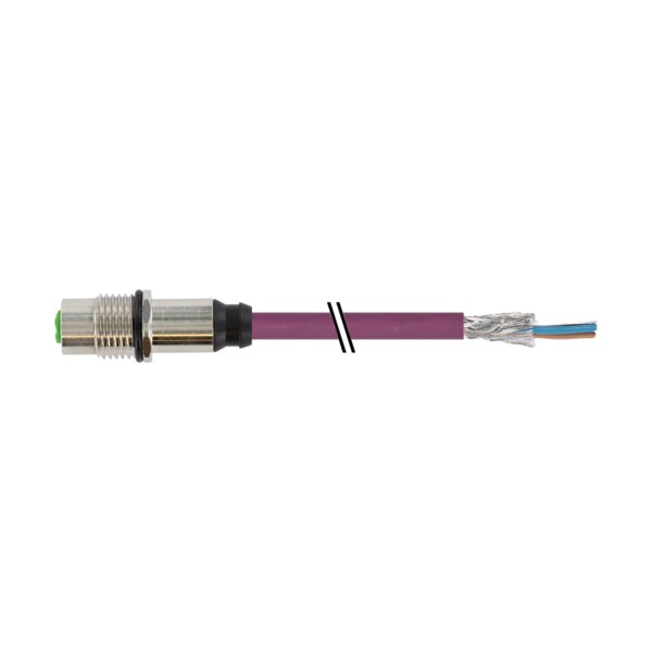 Murrelektronik M12 female recept. shielded rear mount DeviceNet, PUR AWG24+AWG22 shielded vt UL/CSA+drag ch. 1, 5m 7000-13571-8030150 - main